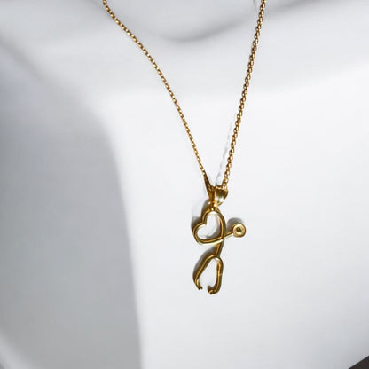 18K Gold Heart Stethoscope Charm