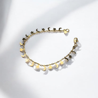 18k Gold Moon Star charm Bracelet