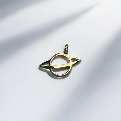 18k Gold Saturn Charm